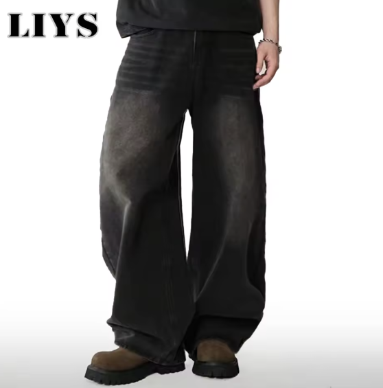 Men's Jeans korean version Loose Wide Leg Jeans Black