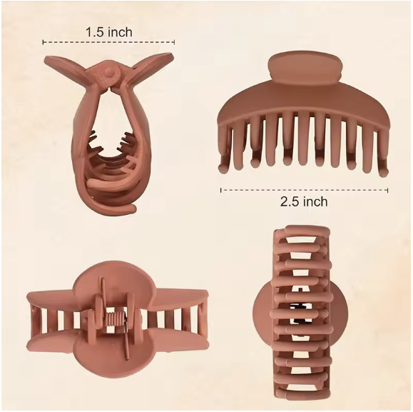 Hair clip with double teeth grip for women, simple matte ABS hair clip