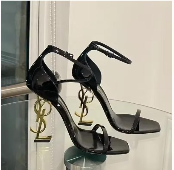 Women High-heeled Shoes European American Solid Color One-piece High-heeled Sandals