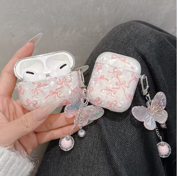 For Airpods 4 3 2 1 Case Cute Glitter Bow knot Shell pattern Crystal Soft Clear Earphone Cover For Airpods Pro 2 2nd Protective