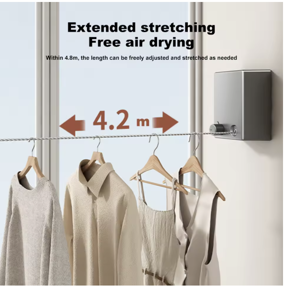 Retractable Clothesline Stainless Seel Pull-Out Clothes-Drying Machine Rope Space-Saving Clothes Drying Rack For Household