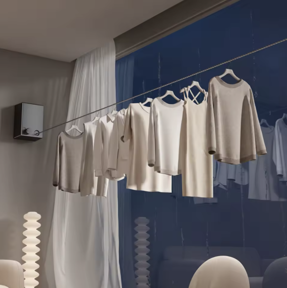 Retractable Clothesline Stainless Seel Pull-Out Clothes-Drying Machine Rope Space-Saving Clothes Drying Rack For Household