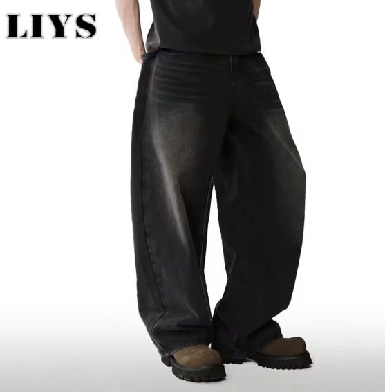 Men's Jeans korean version Loose Wide Leg Jeans Black