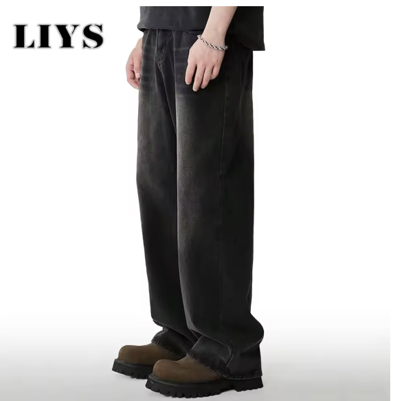 Men's Jeans korean version Loose Wide Leg Jeans Black