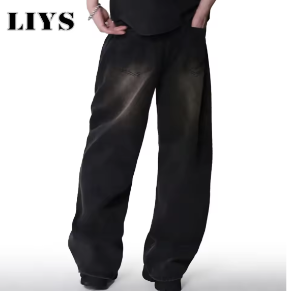 Men's Jeans korean version Loose Wide Leg Jeans Black