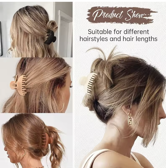 Hair clip with double teeth grip for women, simple matte ABS hair clip